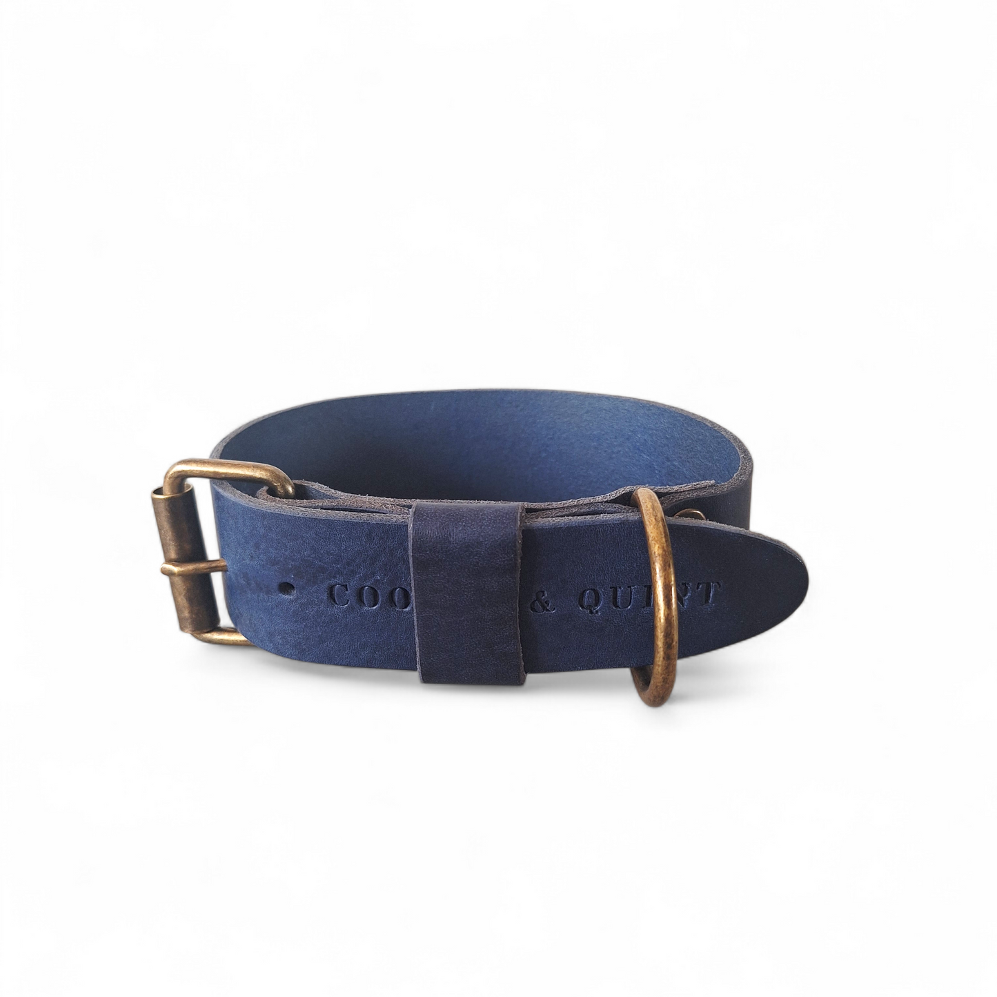 BOLD | Brede leren halsband | Royal Blue | 4 cm - Cooper & Quint