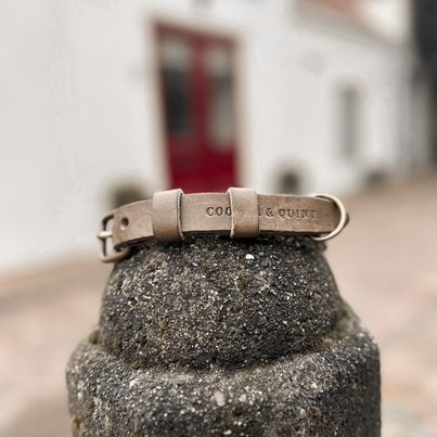 Double Trouble Leren Halsband met naam en/of telefoonnummer - Cooper & Quint