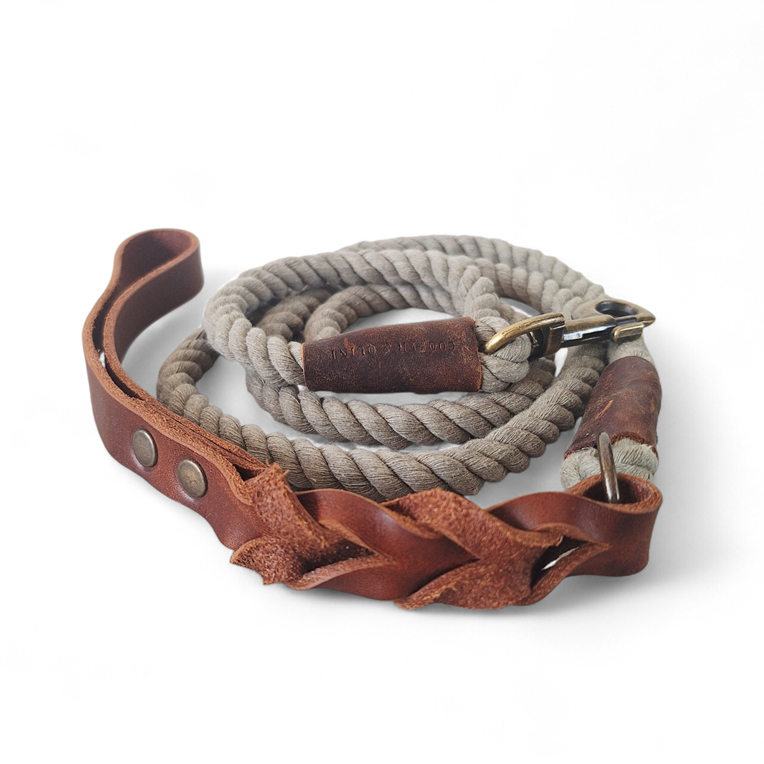 Leather Loop Hondenriem | Touwlijn met leren handvat