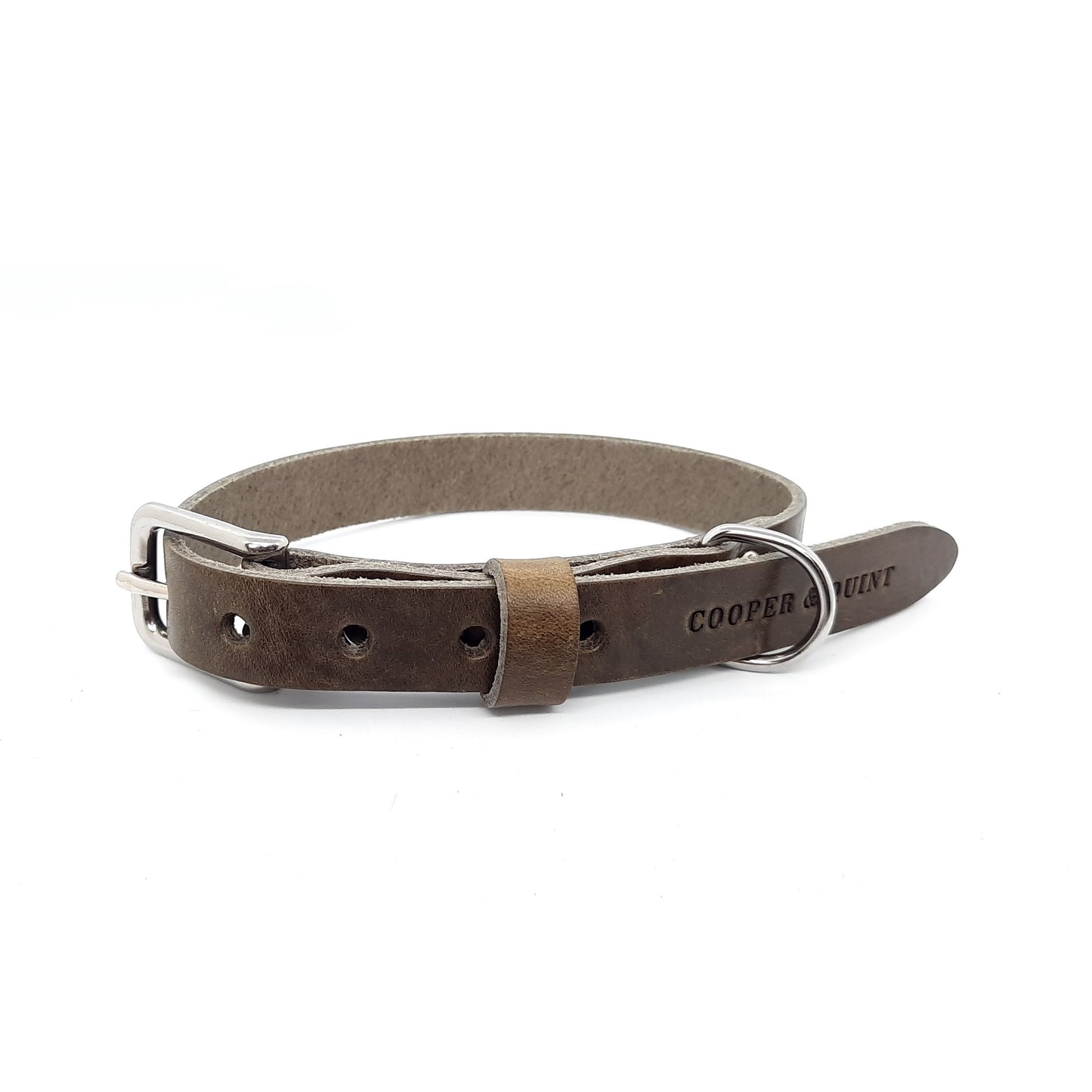 No Fuss Leren Halsband met naam en/of telefoonnummer | Stone - Cooper & Quint