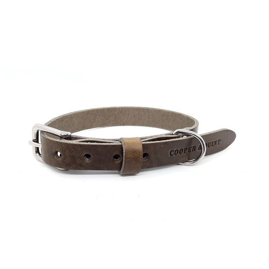 No Fuss Leren Halsband met naam en/of telefoonnummer | Stone - Cooper & Quint