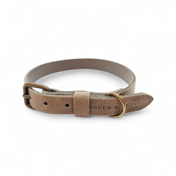 No Fuss Halsband Hond Leer Stone - Cooper & Quint