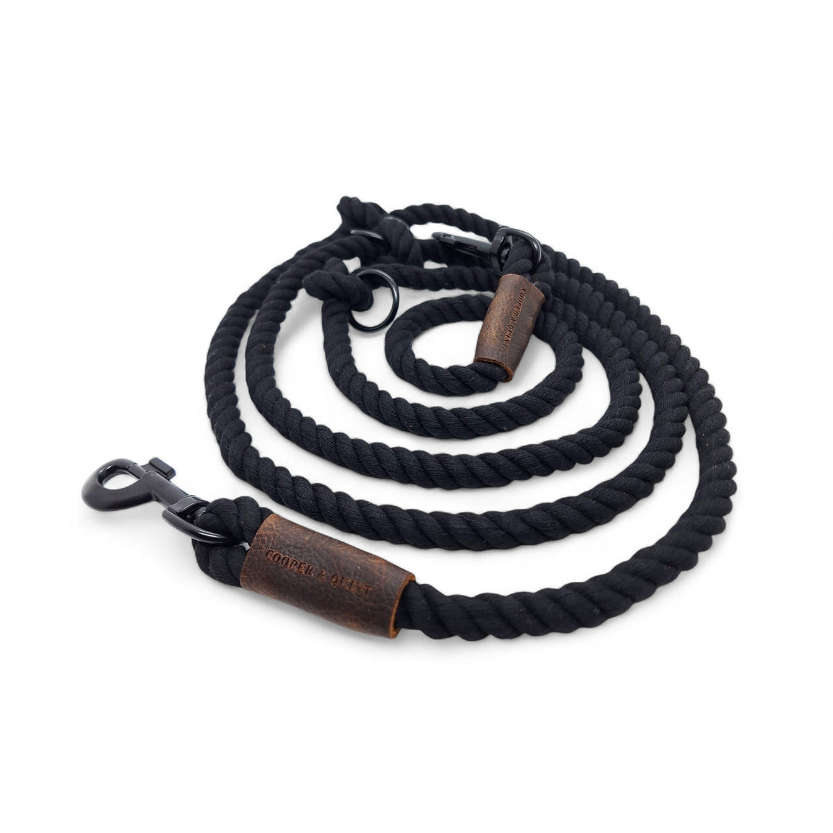 Twisted Cotton Verstelbare Hondenriem Black - Cooper & Quint