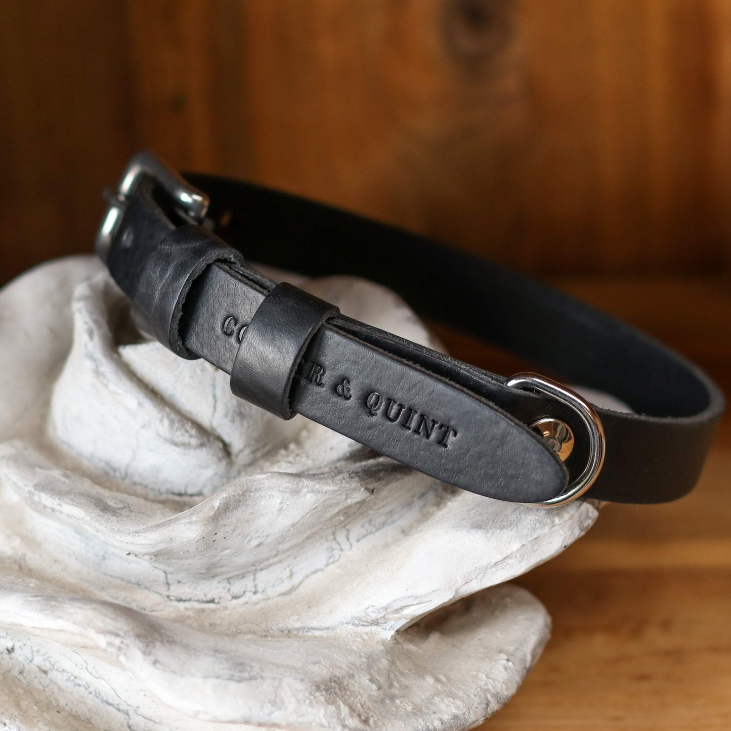 Double Trouble Halsband Hond Leer Zwart - Cooper & Quint