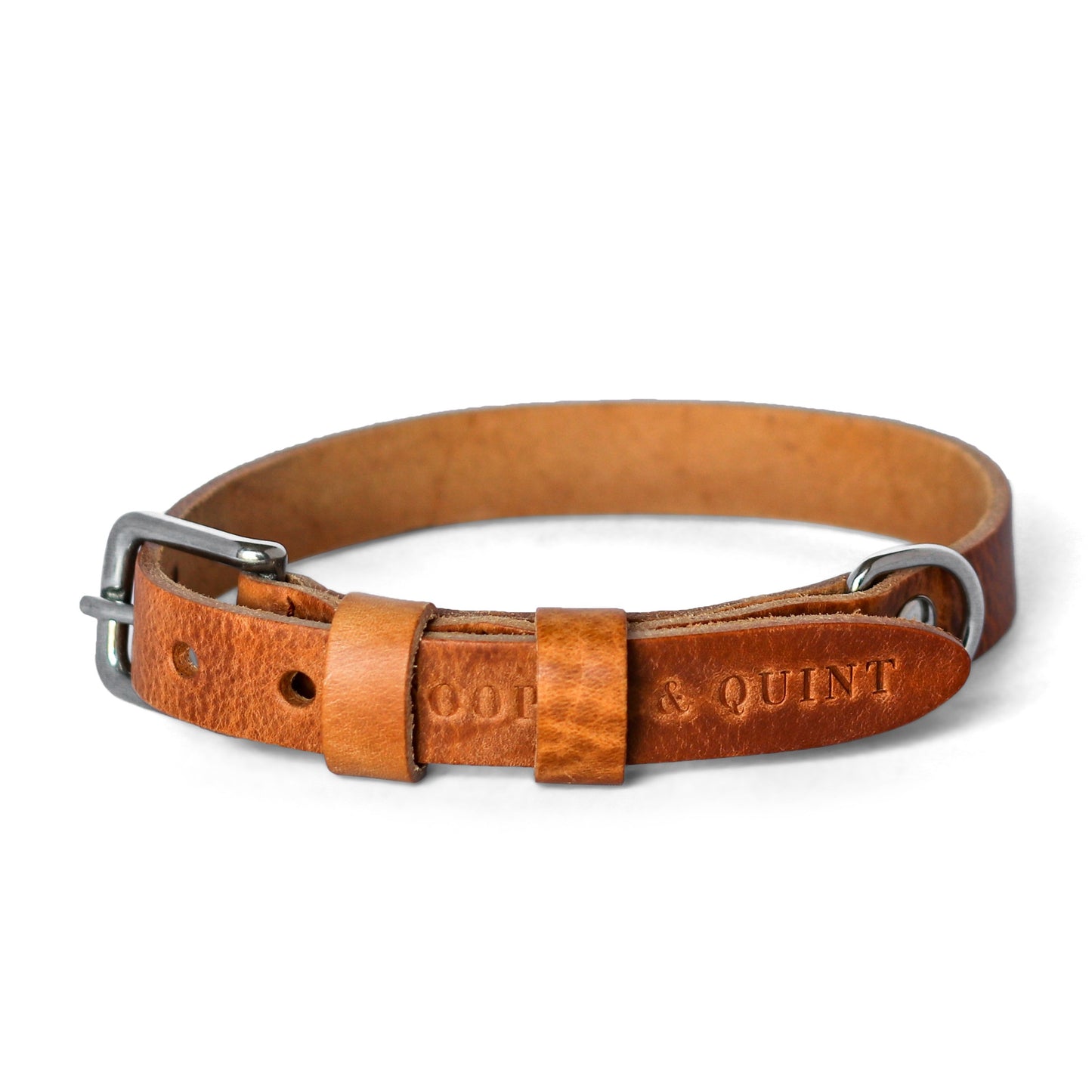 Double Trouble Halsband Hond Leer Camel - Cooper & Quint