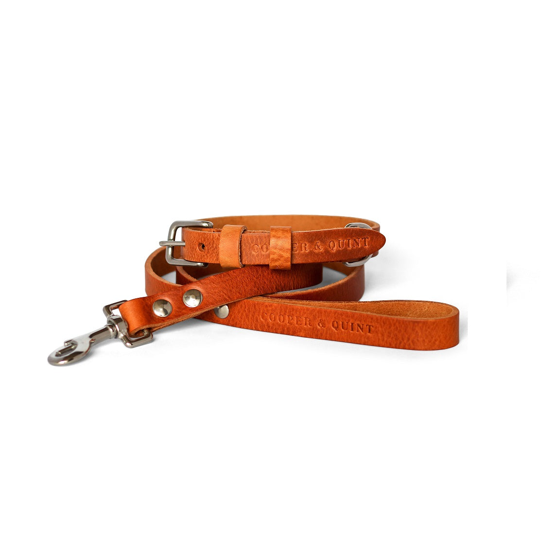 Double Trouble Halsband Hond Leer Camel - Cooper & Quint