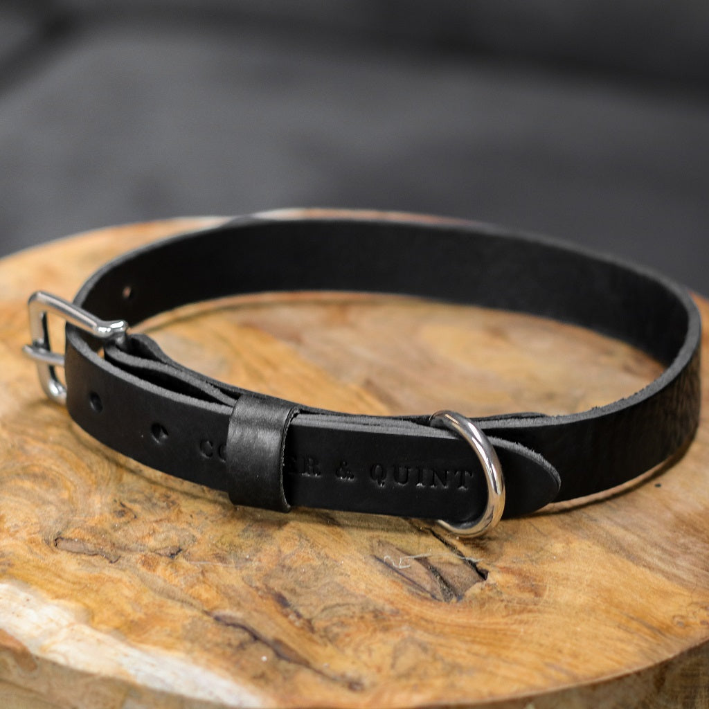 No Fuss Halsband Hond Leer Zwart - Cooper & Quint