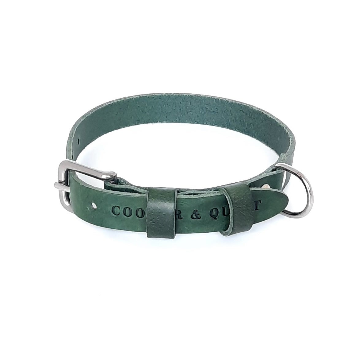 Double Trouble Halsband Hond Leer Groen - Cooper & Quint