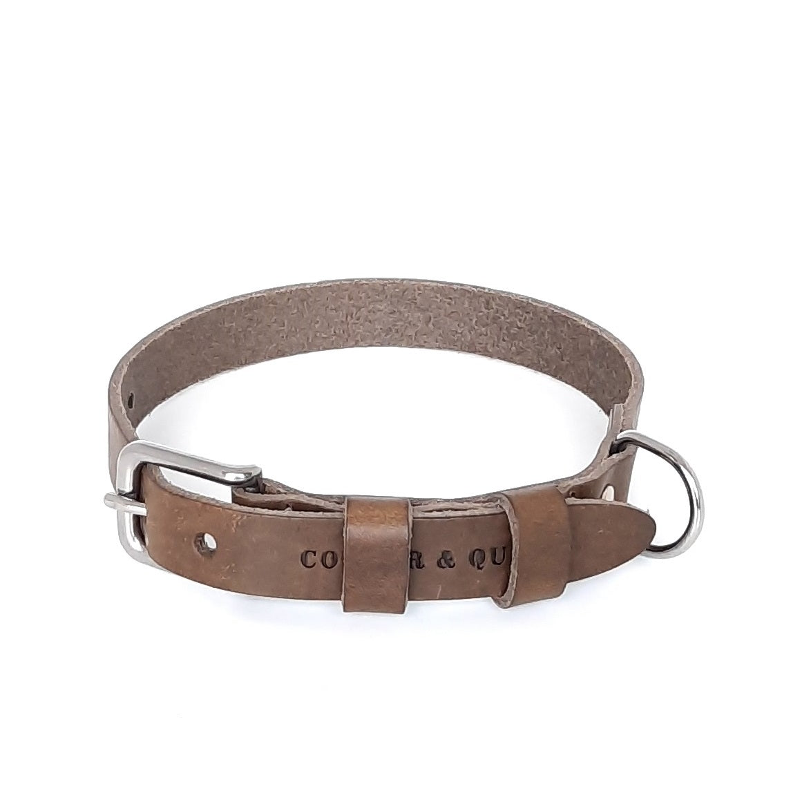 Double Trouble Halsband Hond Leer Stone - Cooper & Quint
