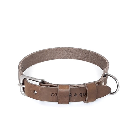 Double Trouble Halsband Hond Leer Stone - Cooper & Quint
