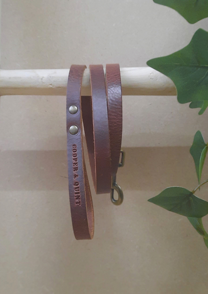 No Fuss Hondenriem Bruin (klein handvat) - Cooper & Quint