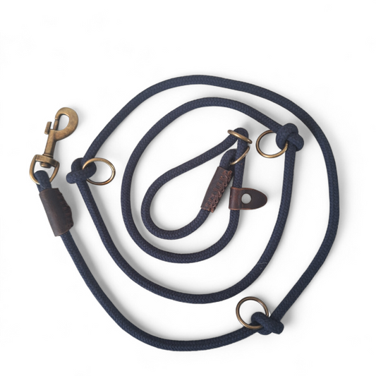 Sliplijn Verstelbaar | Blauw | Oud messing | 8 mm - Cooper & Quint