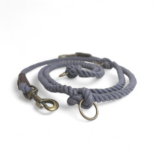 Twisted Cotton Adjustable Dog Leash Stormy Grey