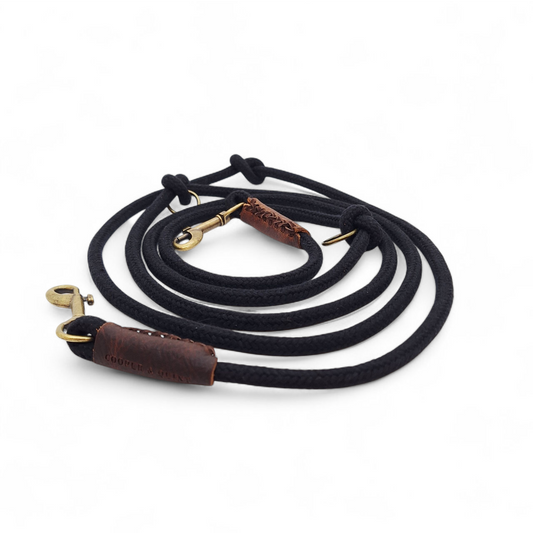 Just Cotton Adjustable Dog Leash | Rope | Black