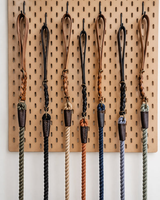 Leather Loop Hondenriem | Touwlijn met leren handvat