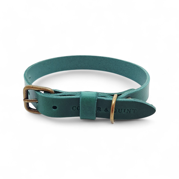 No Fuss Halsband Hond Leer Groen - Cooper & Quint