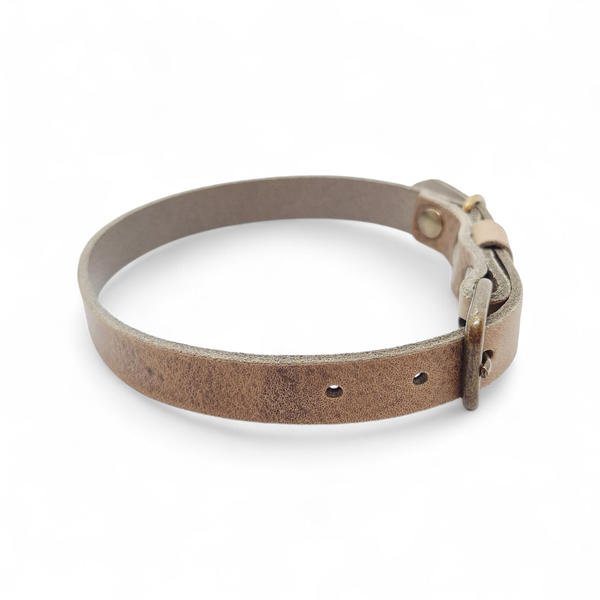 No Fuss Halsband Hond Leer Stone - Cooper & Quint