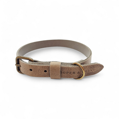 No Fuss Halsband Hond Leer Stone - Cooper & Quint