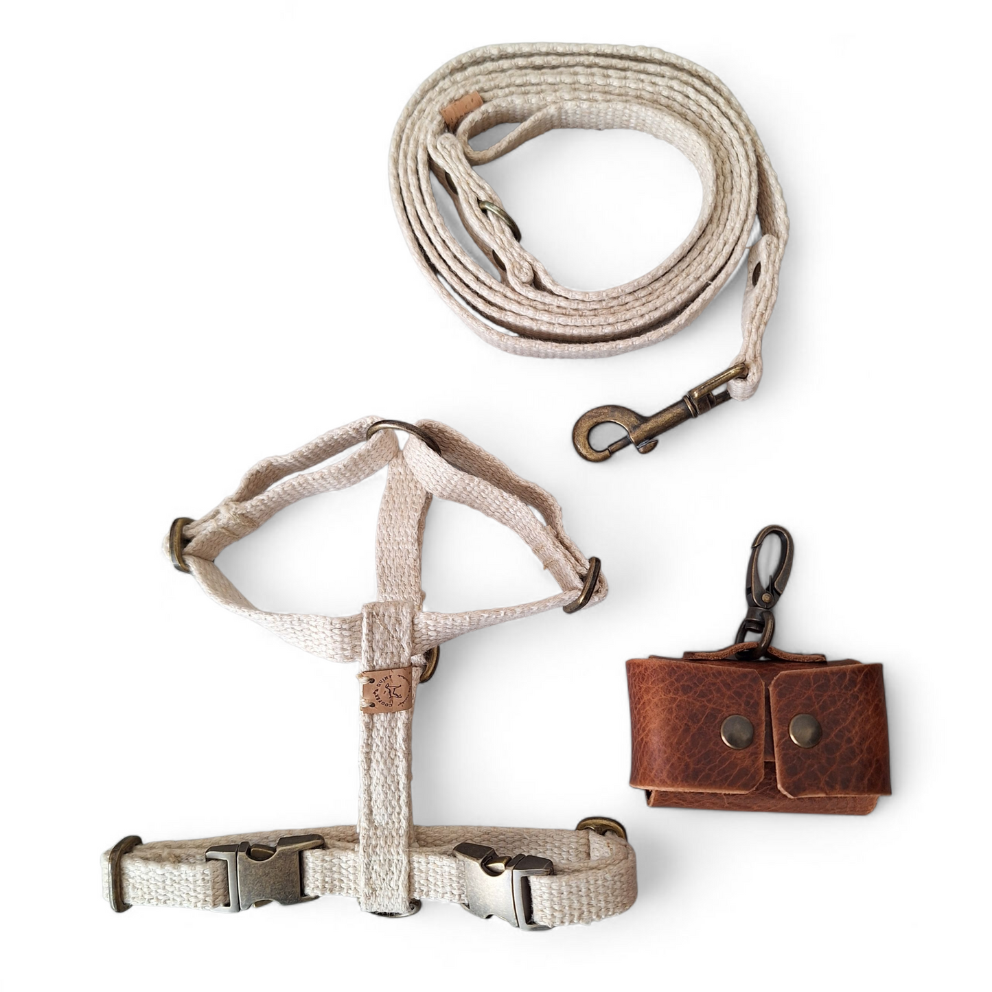 Puppy Starter Kit | Hemp Harness & Leash | Shell White