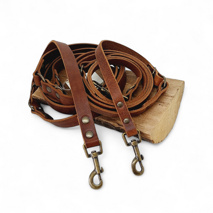 Switch Adjustable Leather Dog Leash Brown