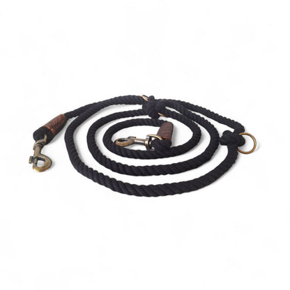 Twisted Cotton Verstelbare Hondenriem Black