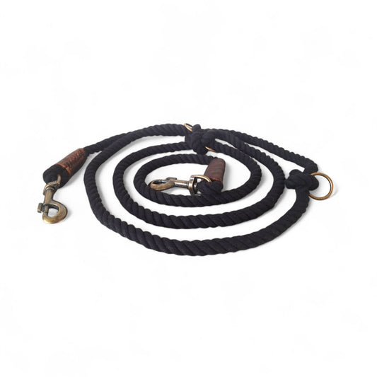 Twisted Cotton Verstelbare Hondenriem Black