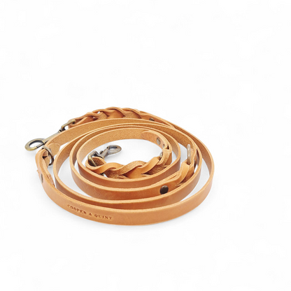 Twisted Switch Verstelbare Leren Hondenriem | Camel (cognac) - Cooper & Quint