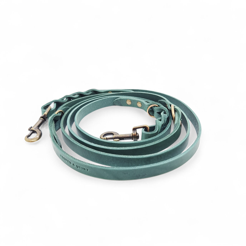 Twisted Switch Verstelbare Leren Hondenriem | Groen - Cooper & Quint