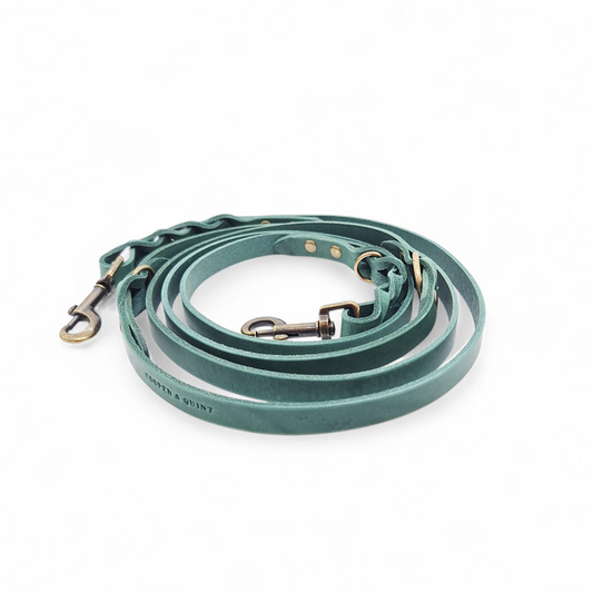 Twisted Switch Verstelbare Leren Hondenriem | Groen