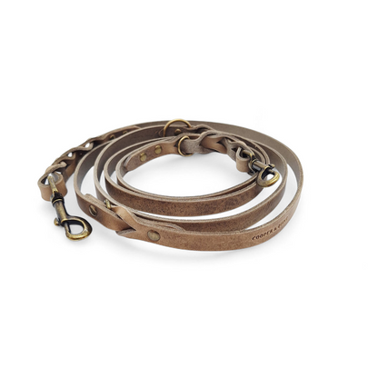 Twisted Switch Verstelbare Leren Hondenriem | Stone - Cooper & Quint