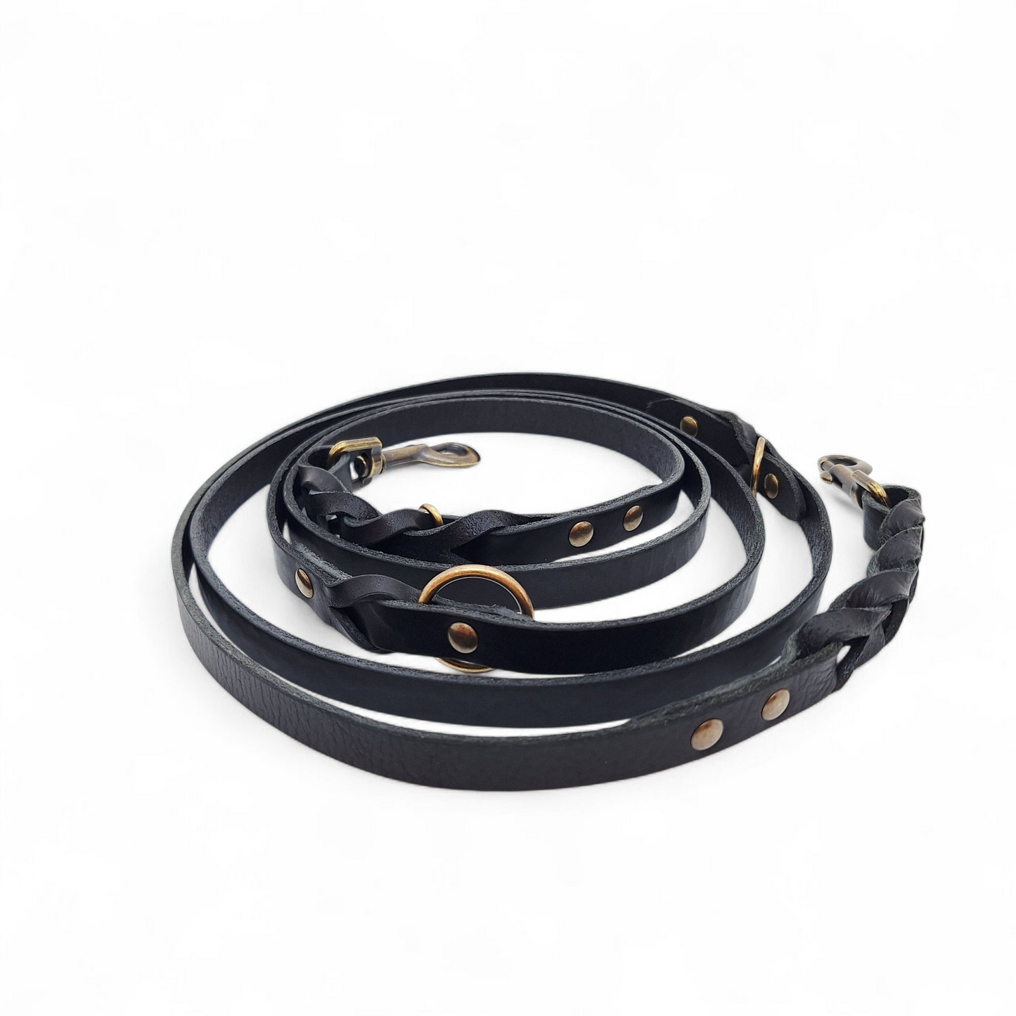 Twisted Switch Verstelbare Leren Hondenriem | Zwart