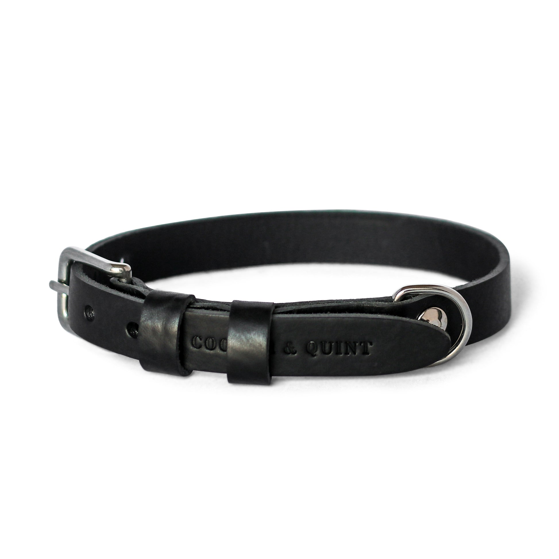 Double Trouble Halsband Hond Leer Zwart - Cooper & Quint