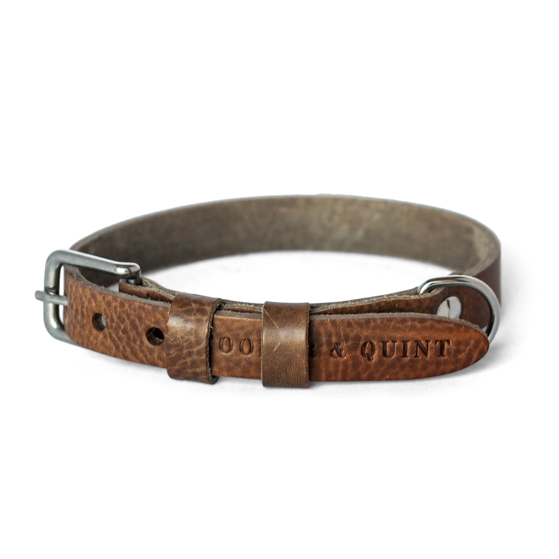 Double Trouble Halsband Hond Leer Stone - Cooper & Quint